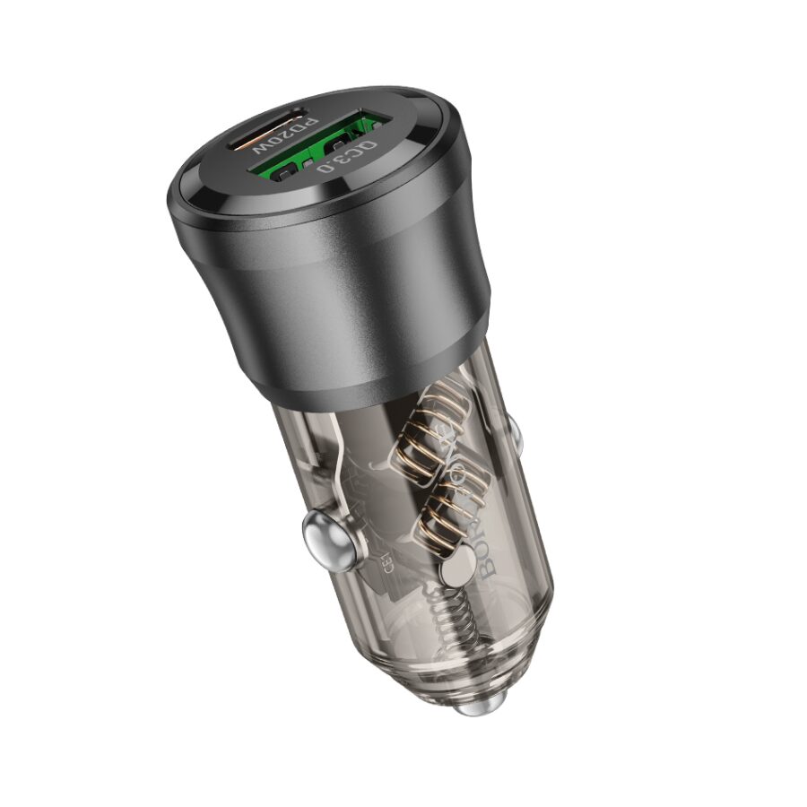 Auto Punjač BOROFONE BZ25 Journey PD38W USB + Type-C car transparent black - Image 2