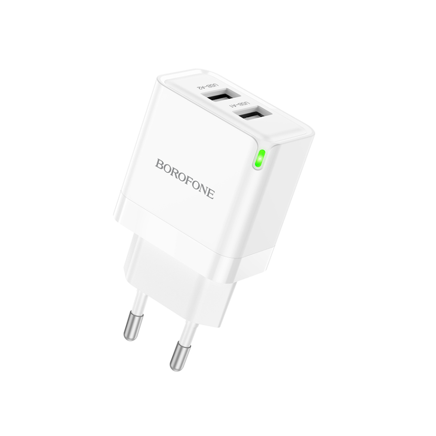 USB punjač BOROFONE BN15 Strong dual-port 2xUSB, white - Image 2