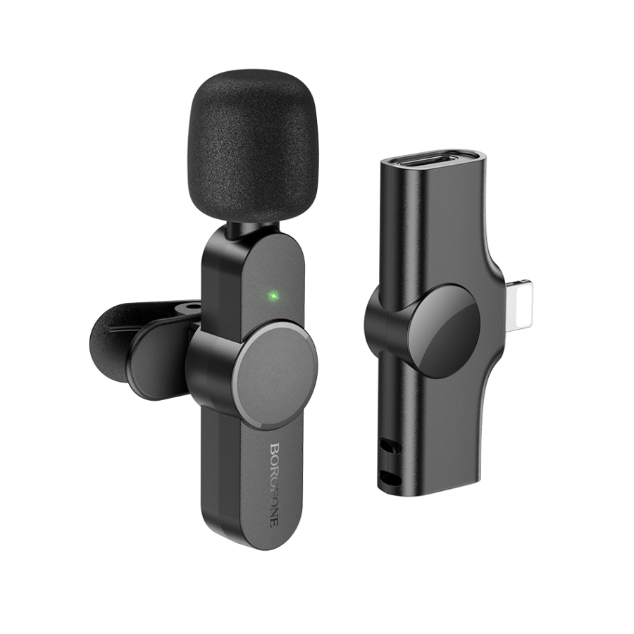 Mikrofon wireless iPhone/lightning BOROFONE BFK12 Trophy lavalier digital black - Image 2