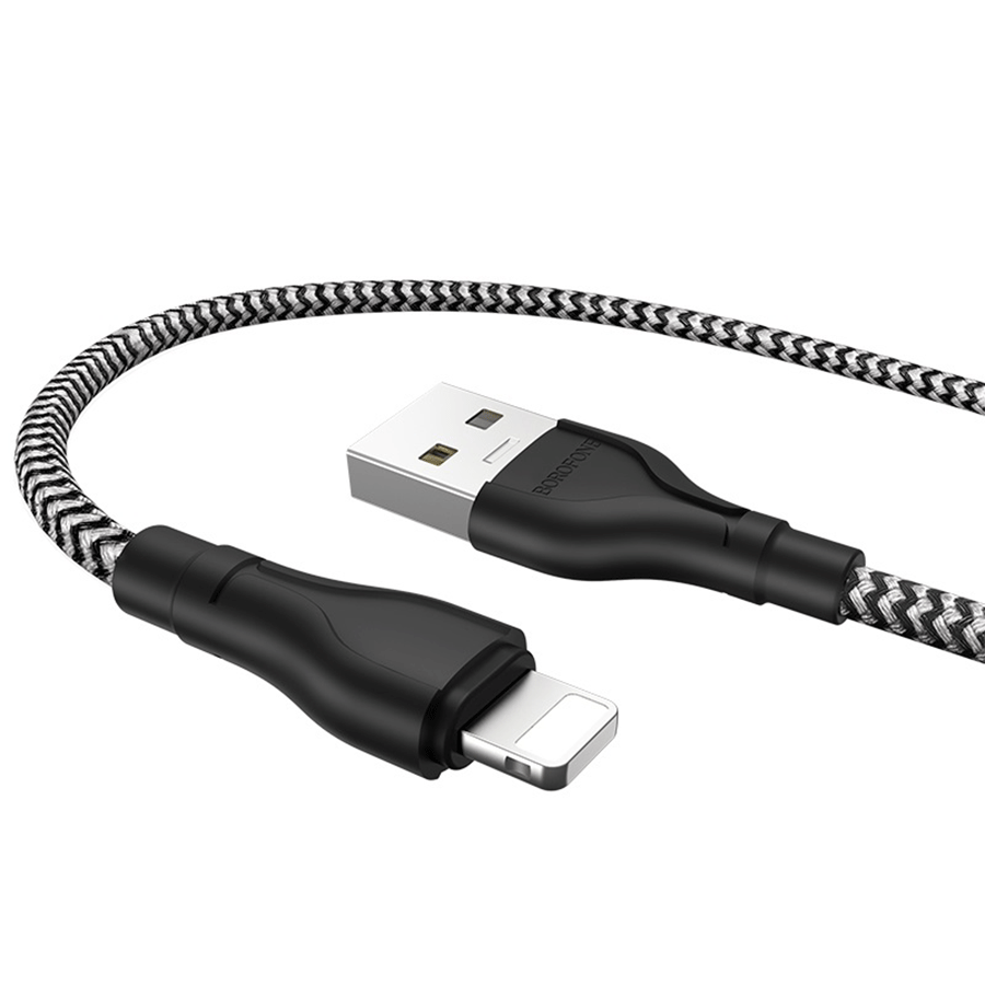 USB kabal BOROFONE BU39 Rio Transparent Discovery Edition charging data cable 1,2m, 2,4A iPhone/lightning black - Image 2