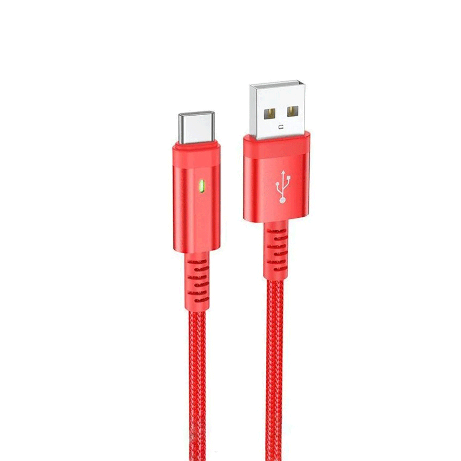 USB kabal BOROFONE BU38 Leader intelligent power-off charging data cable Type-C red 1,2m, 3A - Image 2