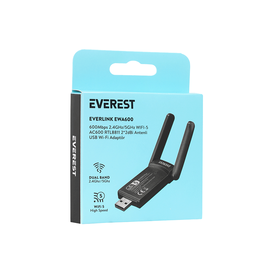 USB WLAN adapter Everest EWA600 600Mbps 2.4GHz/5GHz WIFI-5 AC600 RTL8811 2*2dBi antena, 37630 - Image 10