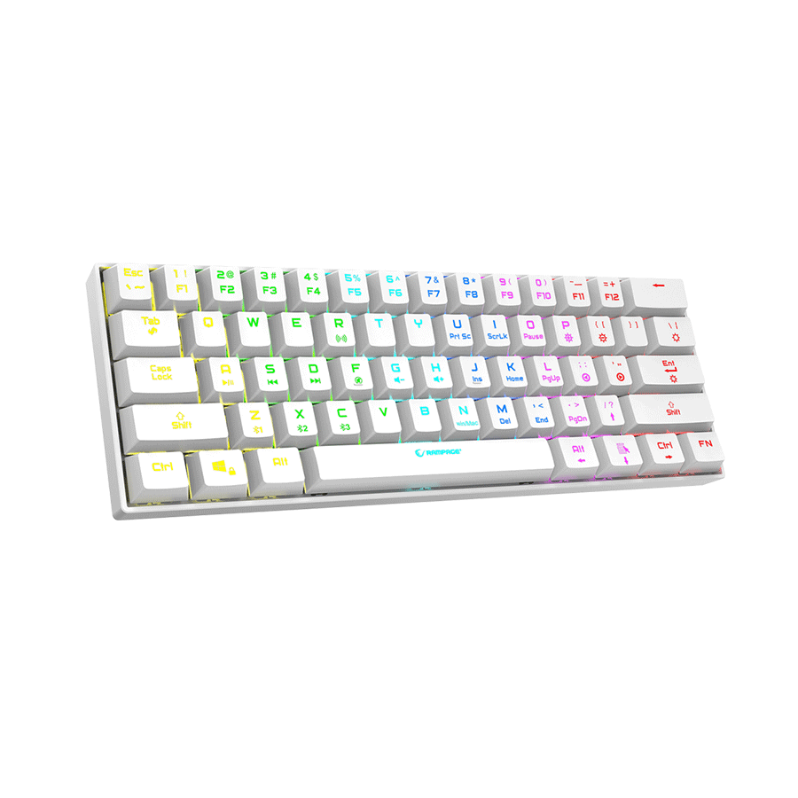 Tastatura gaming RAMPAGE KB-RX63 B-ATOM White Bluetooth RGB Backlight RED SWITCH US Layout 63 Mini, 39912 - Image 7