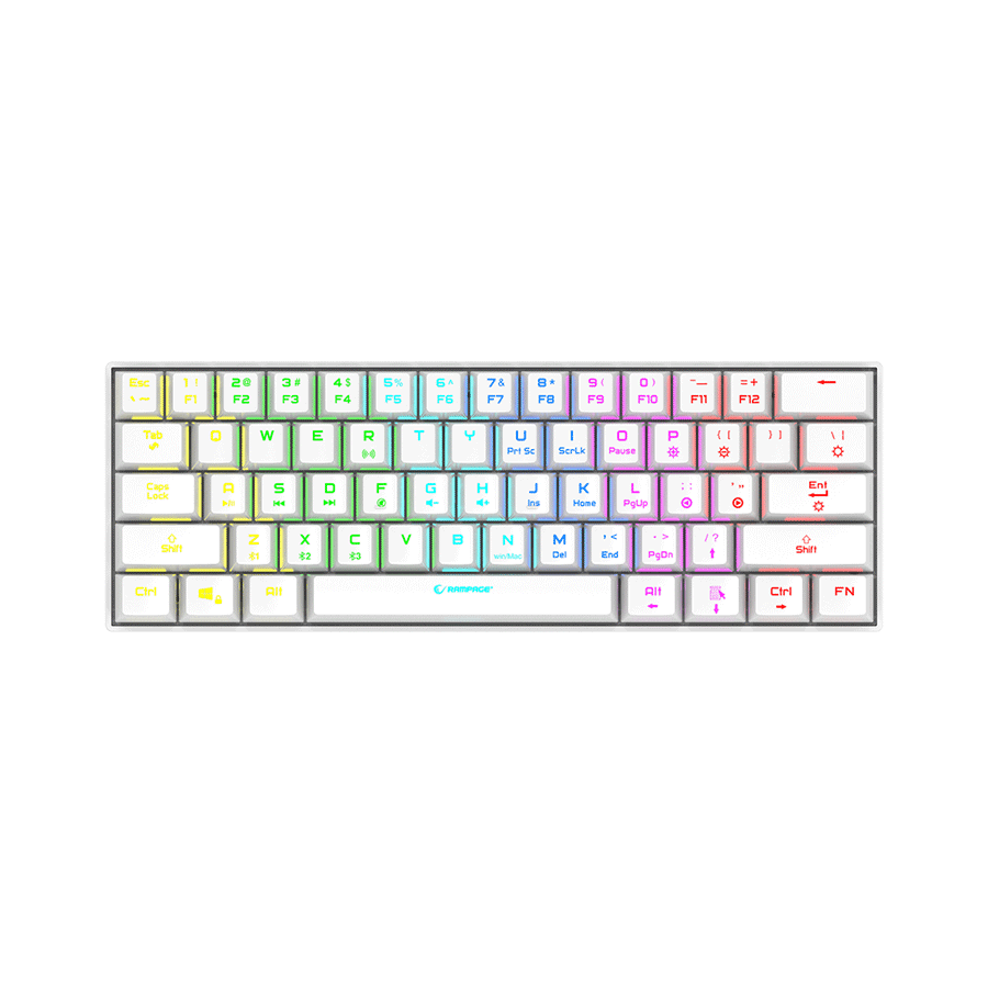 Tastatura gaming RAMPAGE KB-RX63 B-ATOM White Bluetooth RGB Backlight RED SWITCH US Layout 63 Mini, 39912 - Image 8