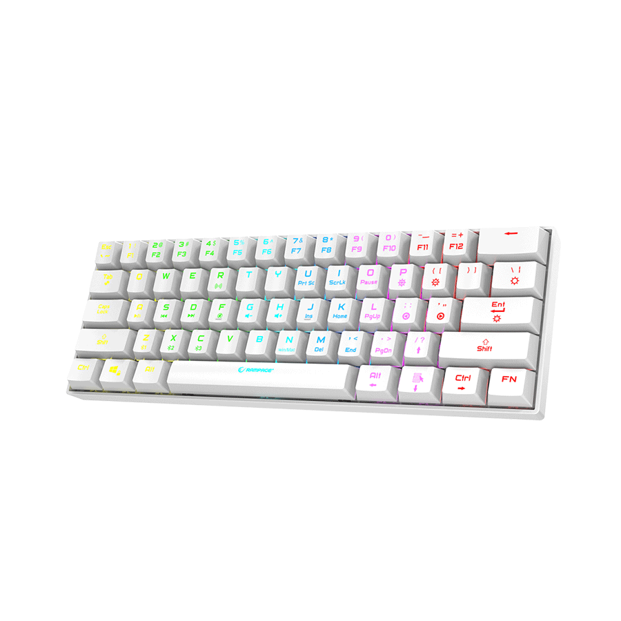 Tastatura gaming RAMPAGE KB-RX63 B-ATOM White Bluetooth RGB Backlight RED SWITCH US Layout 63 Mini, 39912 - Image 9