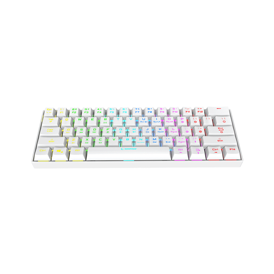 Tastatura gaming RAMPAGE KB-RX63 B-ATOM White Bluetooth RGB Backlight RED SWITCH US Layout 63 Mini, 39912 - Image 10