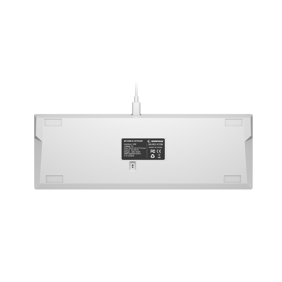Tastatura gaming RAMPAGE KB-RX63 B-ATOM White Bluetooth RGB Backlight RED SWITCH US Layout 63 Mini, 39912 - Image 11