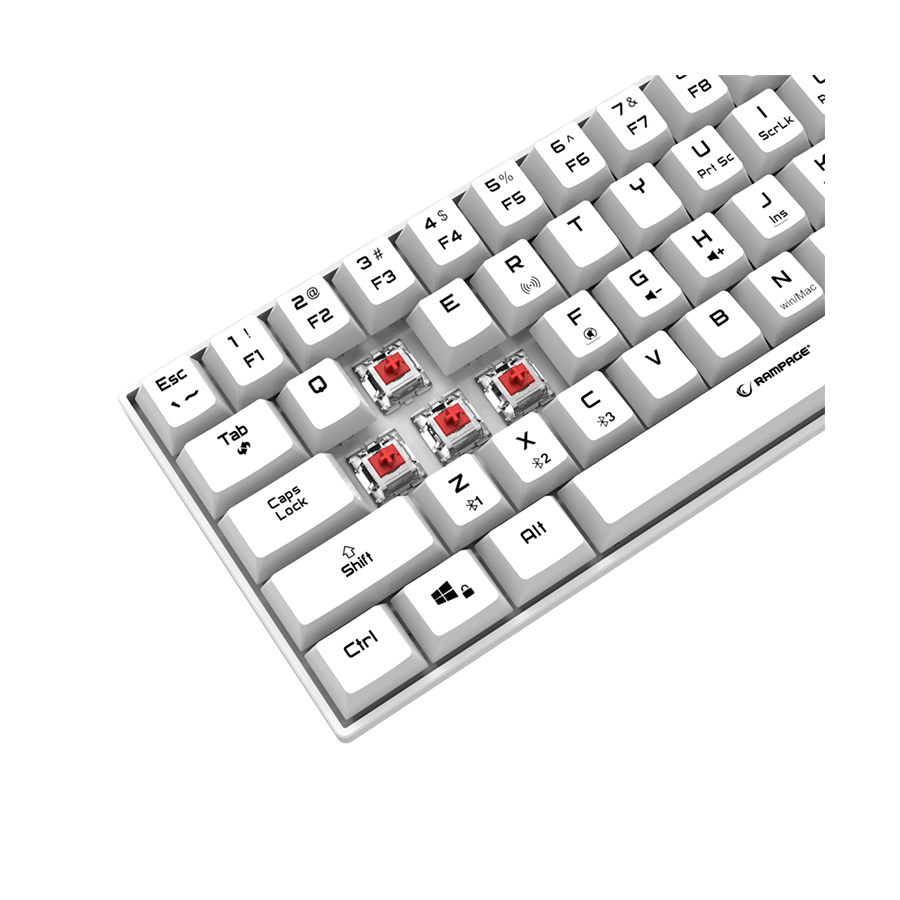 Tastatura gaming RAMPAGE KB-RX63 B-ATOM White Bluetooth RGB Backlight RED SWITCH US Layout 63 Mini, 39912 - Image 12