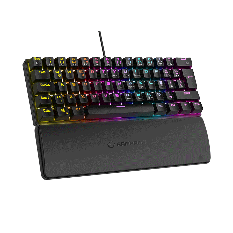 Tastatura gaming RAMPAGE PLOWER K60 Black US Layout Wrist Support Blue Switch Gaming Keyboard, 37257 - Image 7