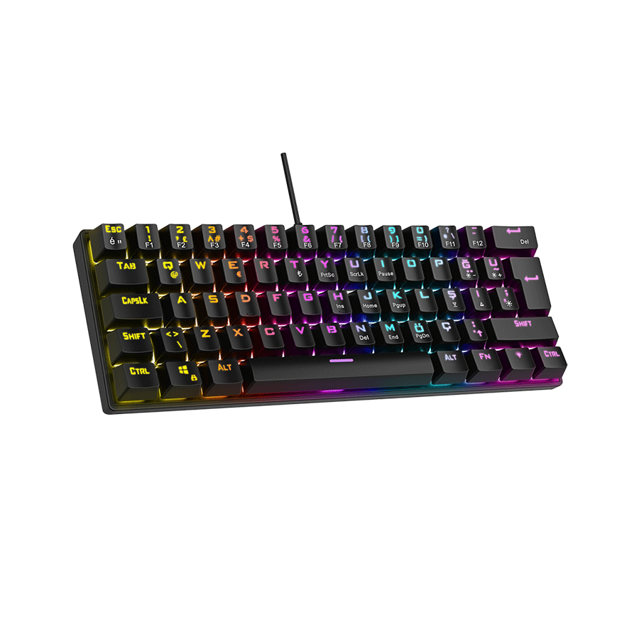 Tastatura gaming RAMPAGE PLOWER K60 Black US Layout Wrist Support Blue Switch Gaming Keyboard, 37257 - Image 8