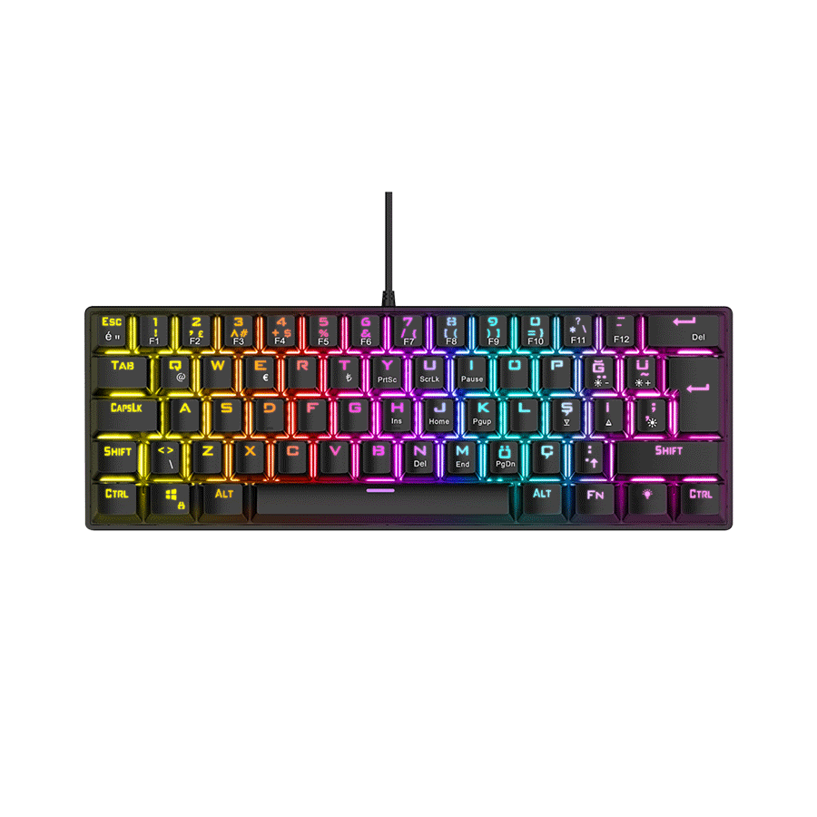 Tastatura gaming RAMPAGE PLOWER K60 Black US Layout Wrist Support Blue Switch Gaming Keyboard, 37257 - Image 9