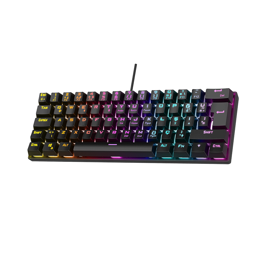 Tastatura gaming RAMPAGE PLOWER K60 Black US Layout Wrist Support Blue Switch Gaming Keyboard, 37257 - Image 10