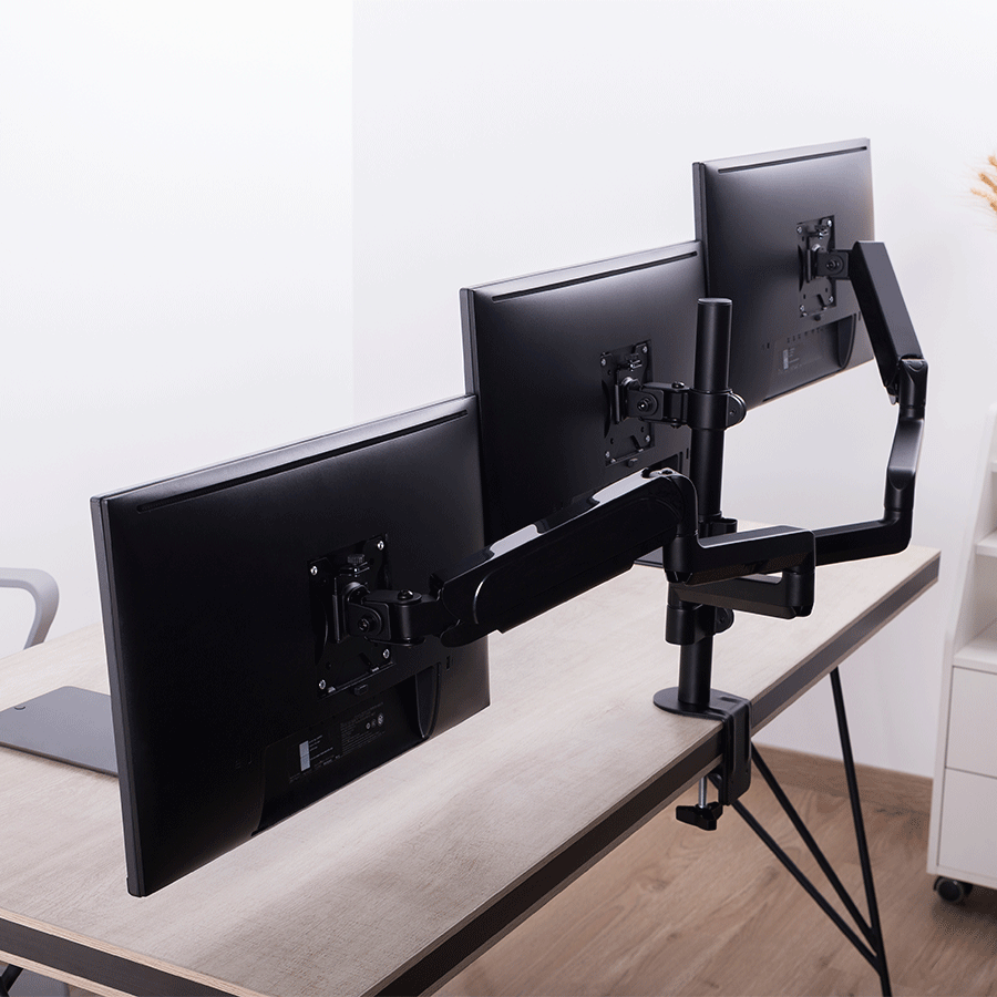 NOSAČ ZA TRI MONITORA GEMBIRD MA-DA3-01, montaža na stol, (full-motion), do 27”, up to 7 kg - Image 10