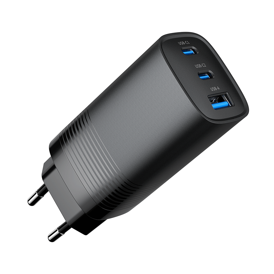USB punjač 2xType-C + 1xUSB-A fast charger, 65W PD, back GEMBIRD, TA-UC-PDQC65-01-BK - Image 7