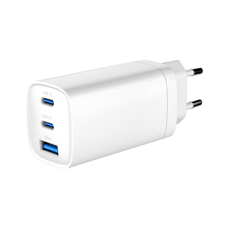 USB punjač 2xType-C + 1xUSB-A fast charger, 65W PD, white GEMBIRD, TA-UC-PDQC65-01-W - Image 6