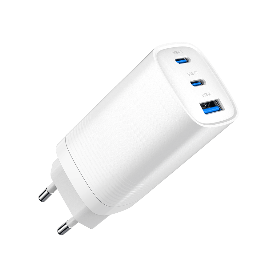 USB punjač 2xType-C + 1xUSB-A fast charger, 65W PD, white GEMBIRD, TA-UC-PDQC65-01-W - Image 7