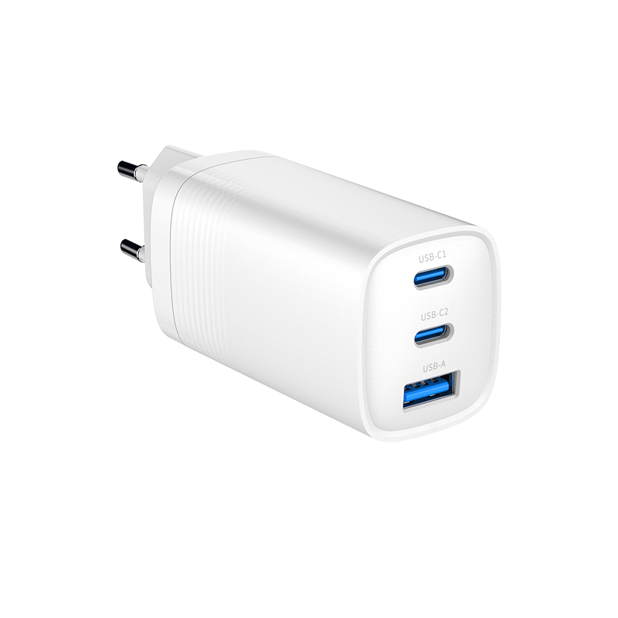 USB punjač 2xType-C + 1xUSB-A fast charger, 65W PD, white GEMBIRD, TA-UC-PDQC65-01-W - Image 8