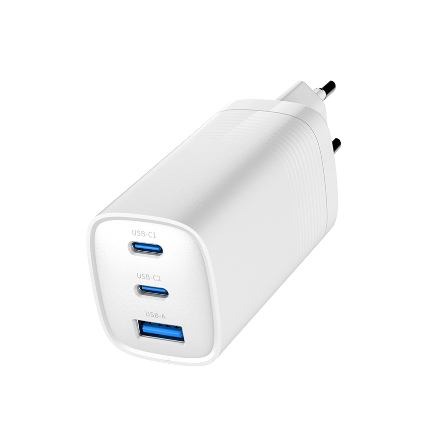 USB punjač 2xType-C + 1xUSB-A fast charger, 65W PD, white GEMBIRD, TA-UC-PDQC65-01-W - Image 9