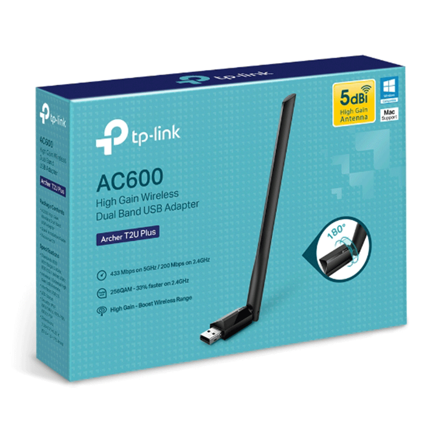 TP-Link ARCHER-T2UPLUS AC600 High Gain Wi-Fi Dual Band USB adapter, 433Mbps na 5GHz + 200Mbps na 2,4GHz, USB 2.0, 1 antena visokog pojačanja - Image 6