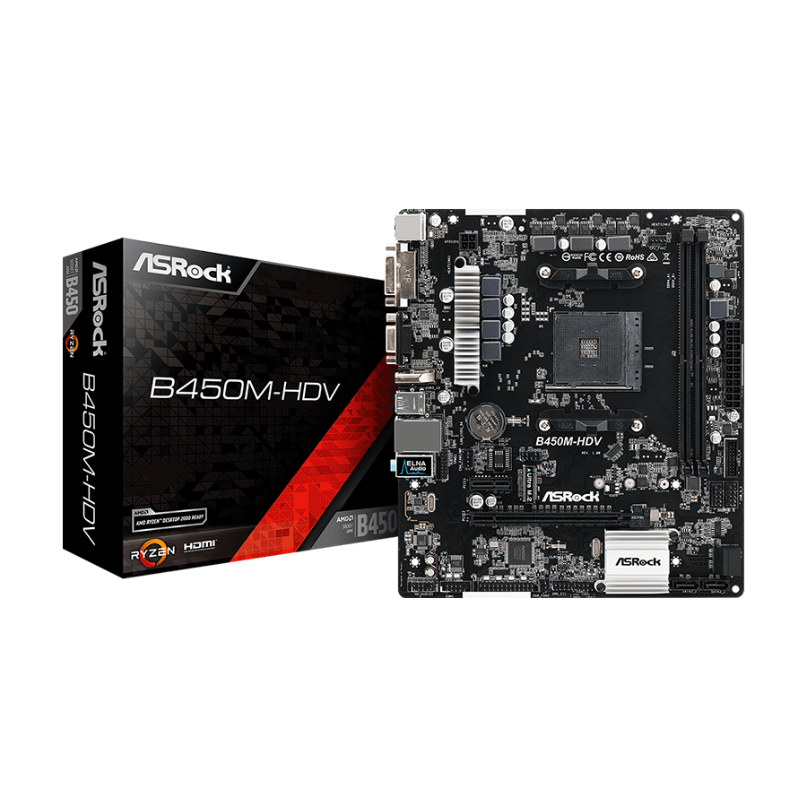 ASROCK MB B450M-HDV R4.0 AMD B450, AM4, 2xDDR4 VGA,DVI,HDMI,micro ATX - Image 4
