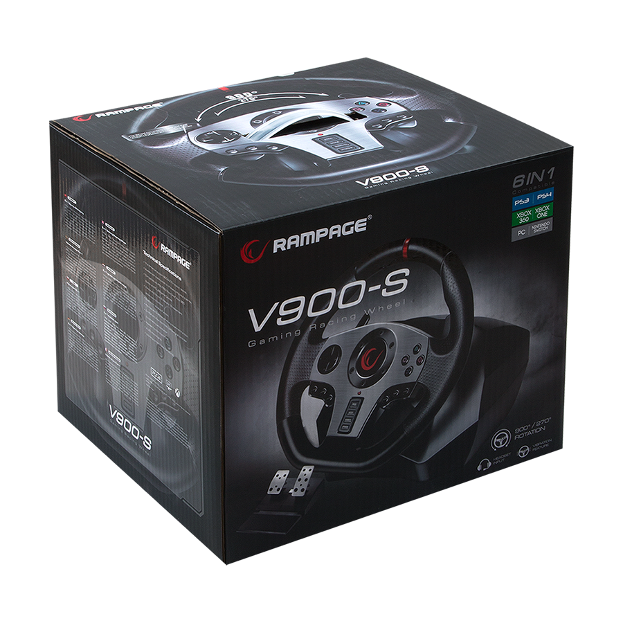 Volan i pedale gaming RAMPAGE V900-S PS3/PS4/PC/XBOXONE/XBOX360/SWITCH 6 in 1 Pedal Racing/Steering Wheel, 32939 - Image 4
