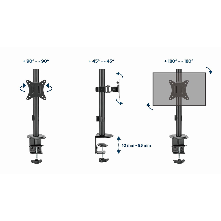 NOSAČ ZA MONITOR GEMBIRD MA-D1-02, montaža na stol, (rotate, tilt, swivel), 17”-32”, up to 9 kg - Image 18