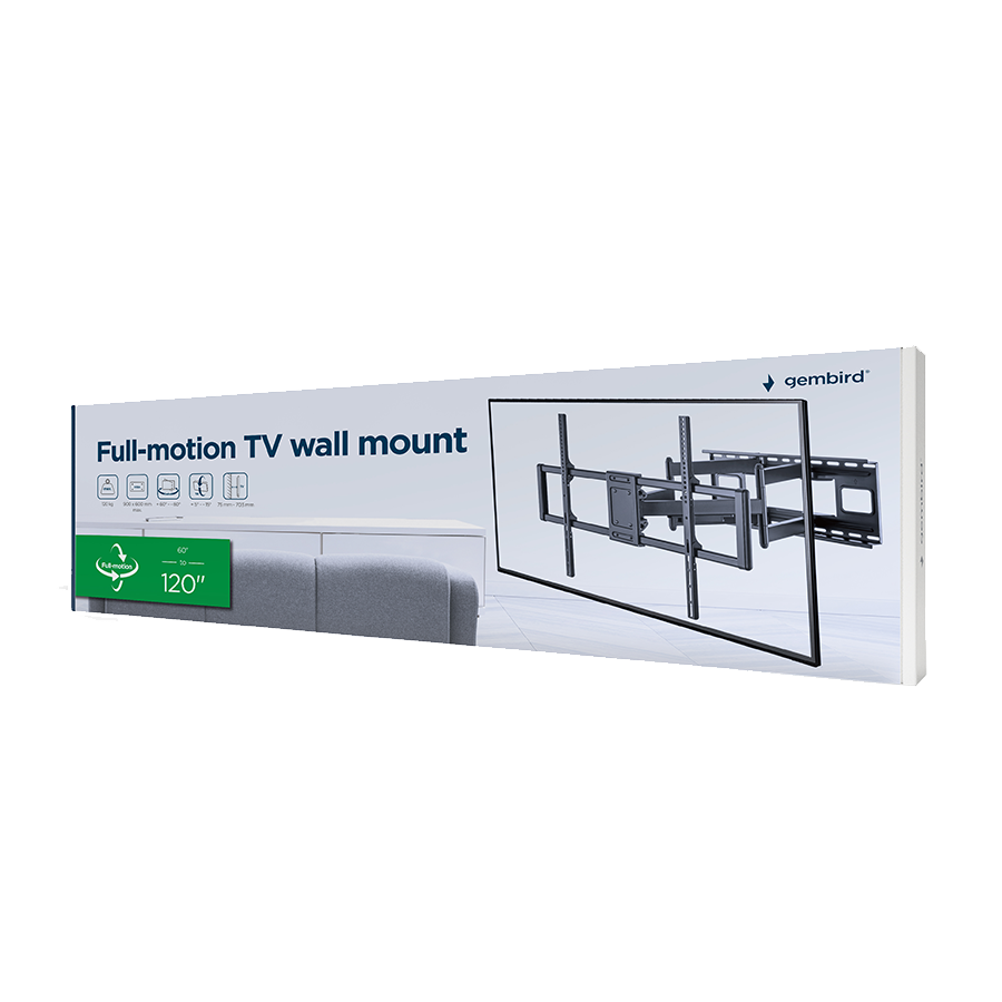 Zidni nosač GEMBIRD WM-120ST-01, Full-motion TV wall mount, 60" - 120'', VESA 900x600 mm - Image 12