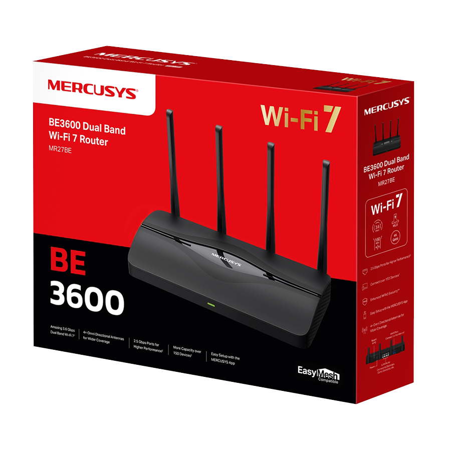 Mercusys MR27BE BE3600 Dual-Band Wi-Fi 7 Router, 2.4 GHz + 5 GHz, 4×Ant - Image 6