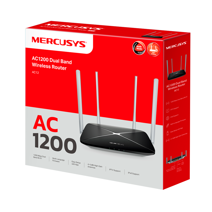 MERCUSYS AC12 AC1200 Dual Band Wireless Router 802.11ac, 4xLAN, 1WAN, 4x5dBi omni directional - Image 6