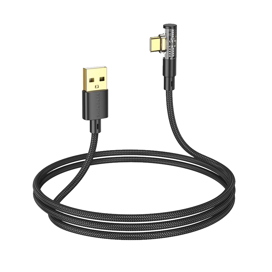 USB kabal BOROFONE BU39 Rio Transparent Discovery Edition charging data cable Type-C black 1,2m, 2,4 A - Image 4
