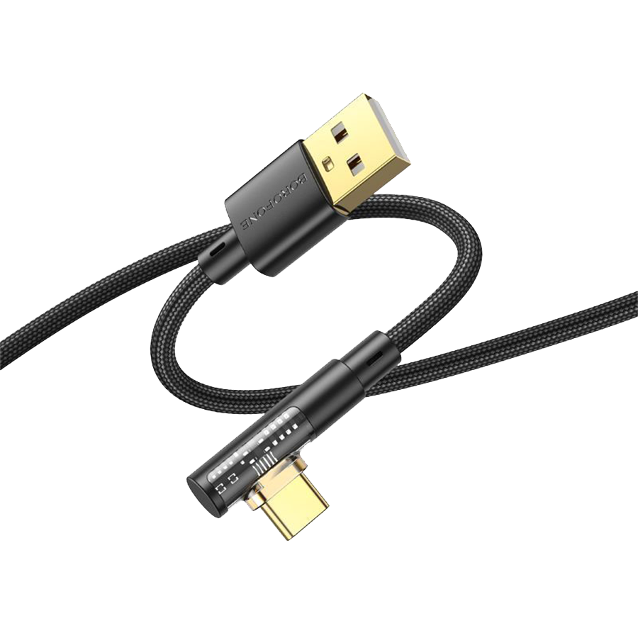 USB kabal BOROFONE BU39 Rio Transparent Discovery Edition charging data cable Type-C black 1,2m, 2,4 A - Image 5