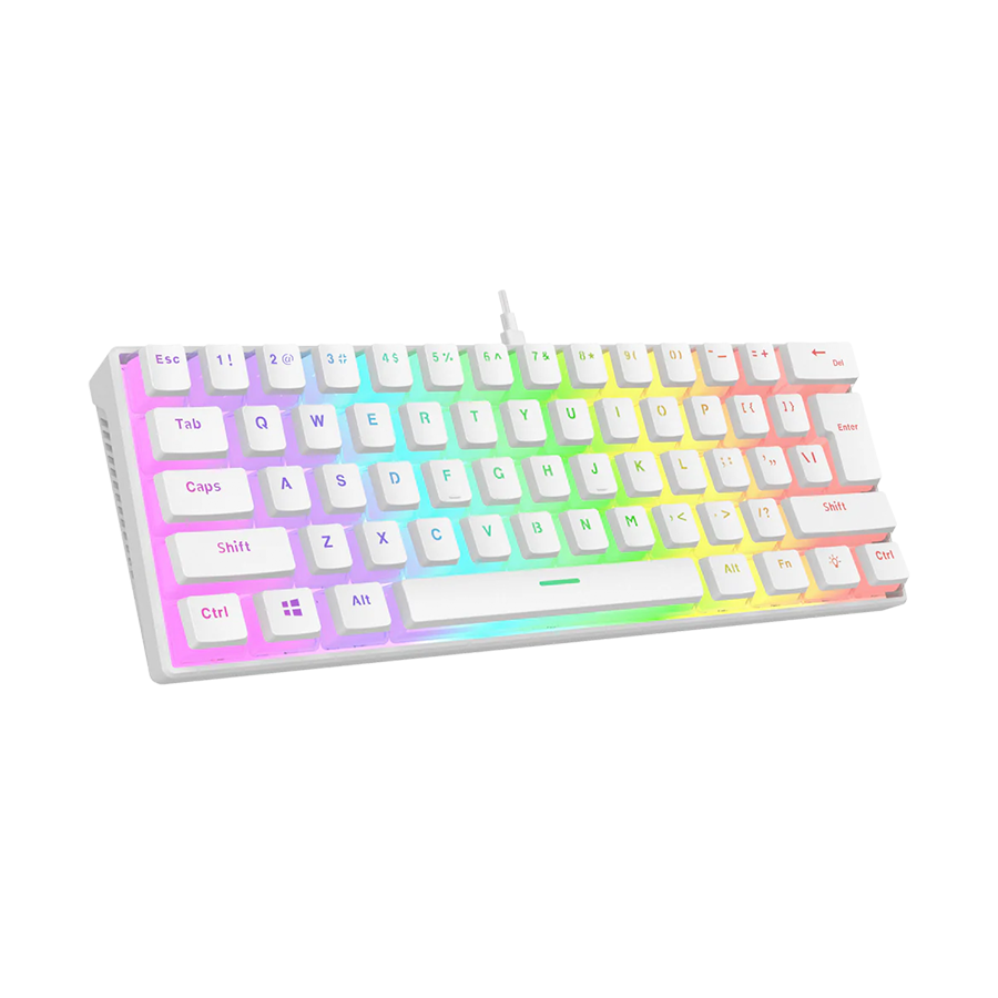 Tastatura gaming RAMPAGE RADIANT K11 white, red switch, Type-C, RGB, US Layout, pudding keycaps, 38969 - Image 9
