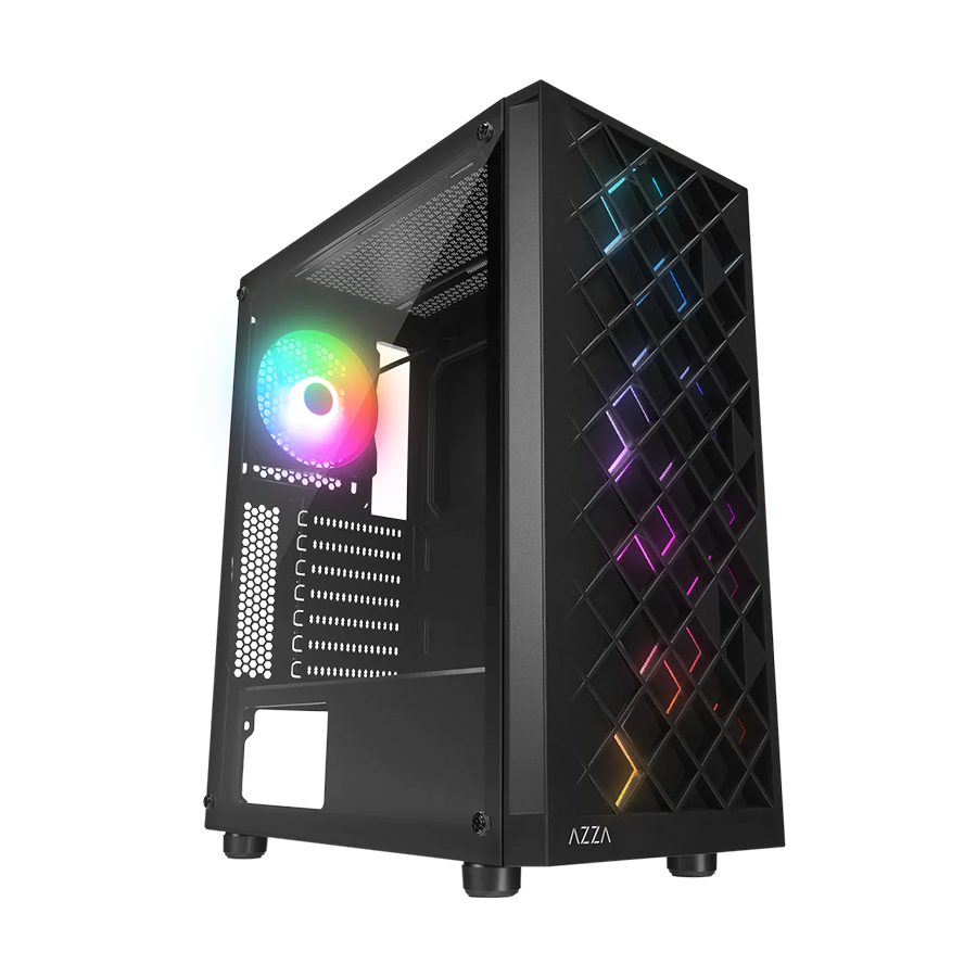 Kućište gaming RAMPAGE AZZA V1 Tempered Glass Black 3*12CM Black 1* 12CM ARGB Fan ATX Mid-T Gaming Player Case - Image 8