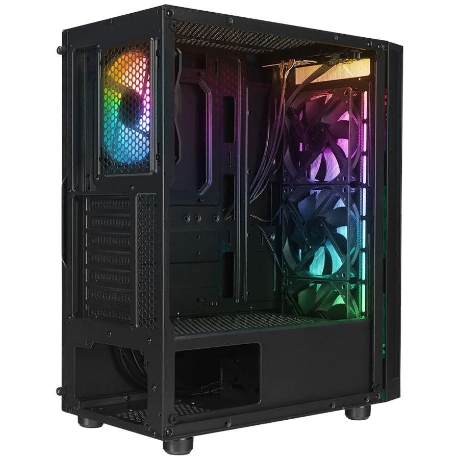 Kućište gaming RAMPAGE AZZA V1 Tempered Glass Black 3*12CM Black 1* 12CM ARGB Fan ATX Mid-T Gaming Player Case - Image 10