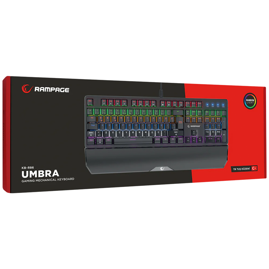 Tastatura gaming RAMPAGE KB-R86 UMBRA Black USB Rainbow Illuminated Red Switch US Layout Mechanical, 40385 - Image 14