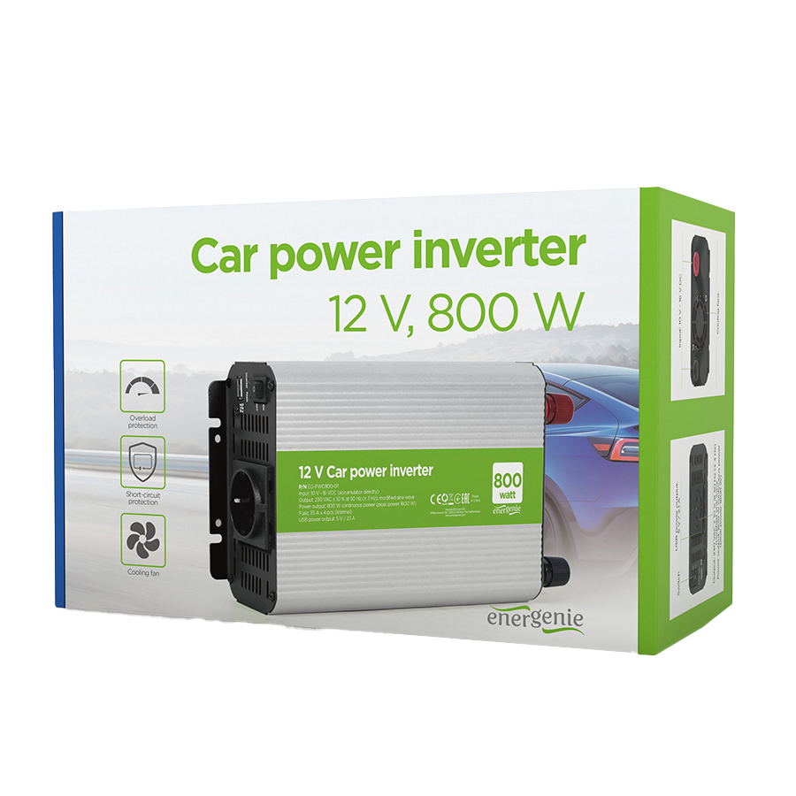 DC-AC inverter za auto GEMBIRD, in12Vout220V 800W EG-PWC800-01 - Image 8