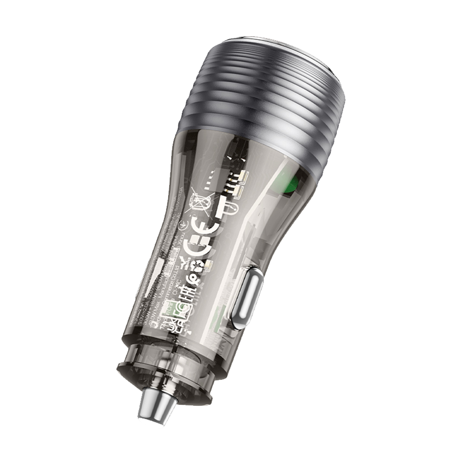 Auto Punjač sa kablom 1m Type-C to Type-C BOROFONE BZ30 Absolute PD30W+QC3.0 car charger set USB + Type-C, transparent black - Image 15