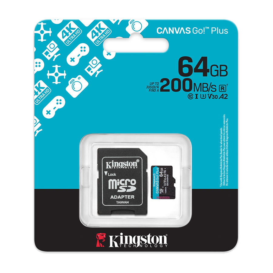 Micro SDXC card Kingston 64GB Canvas GoPlus Gen.4 200MB/s A2 U3 V30 Card + Adapter SDCG4/64GB - Image 6