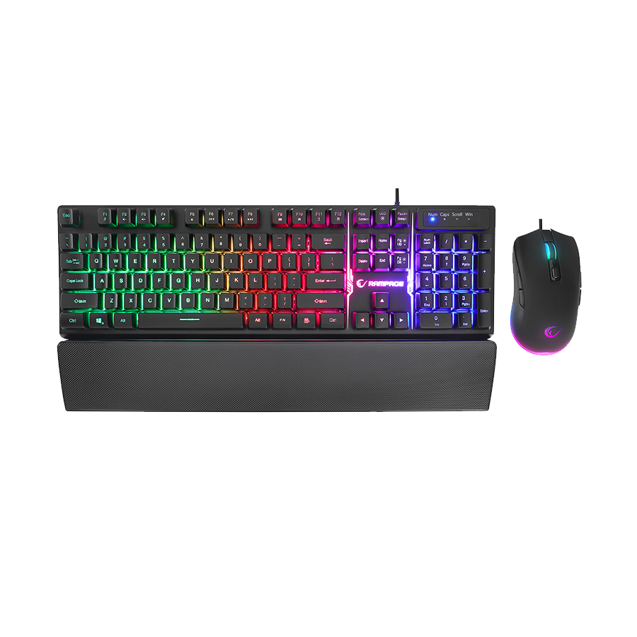 Tastatura + miš gaming RAMPAGE KM-RX7 FORTUNA Rainbow Backlit FULL SIZE US/ENGLISH Layout 6400 dpi Mouse COMBO SET, 39908 - Image 4