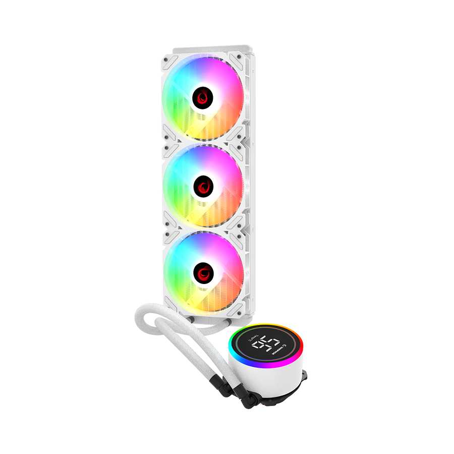 CPU hladnjak AIO Liquid RAMPAGE HELIOS C17 White 12cm Fan Temperature Display Intel LGA1700/AMD AM5 ARGB 360mm Liquid Cooling CPU Fan 40918 - Image 4