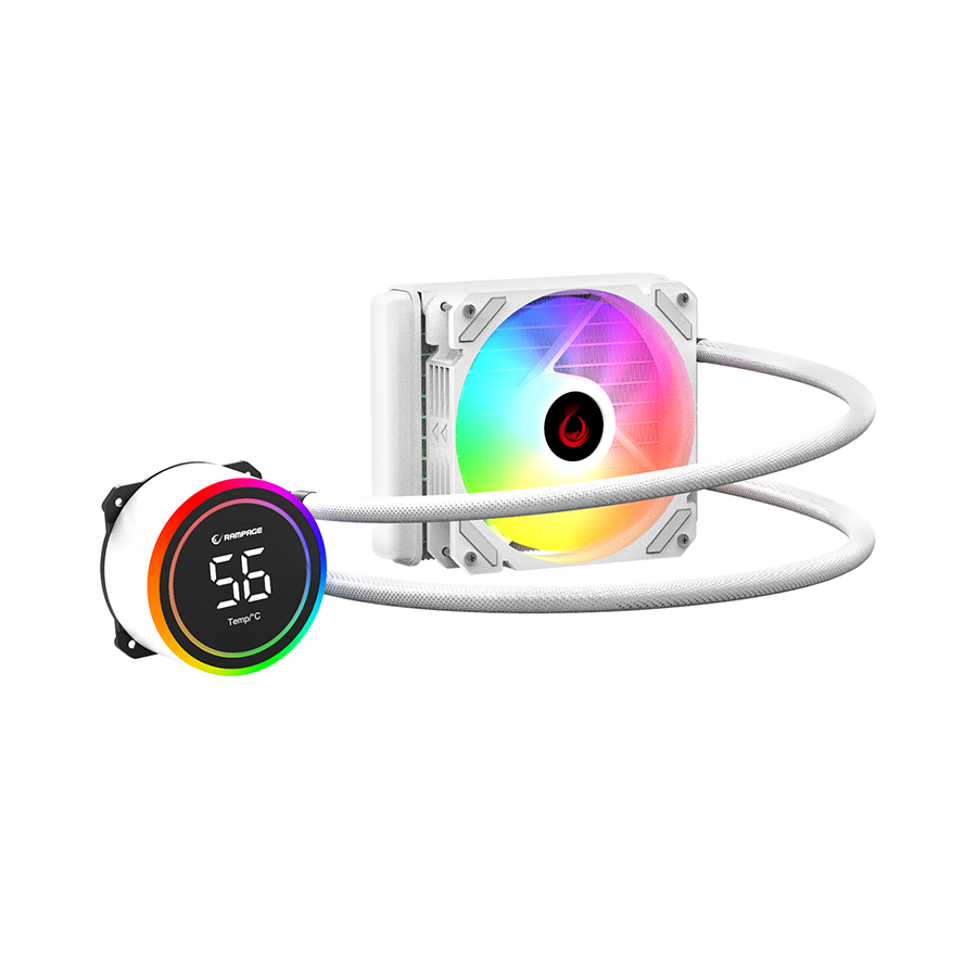 CPU hladnjak AIO Liquid gaming RAMPAGE HELIOS C13 White 12cm Fan Temperature Display Intel LGA1700/AMD AM5 ARGB 120mm Liquid Cooling CPU Fan, 40916 - Image 4