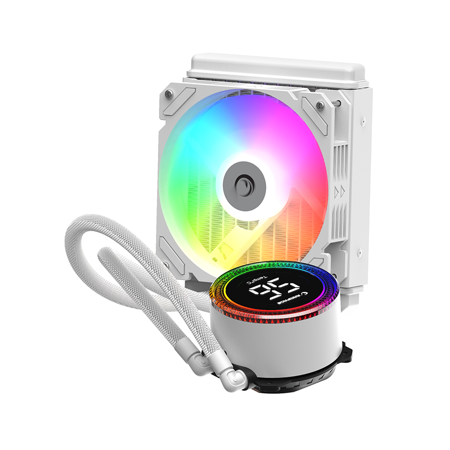 CPU hladnjak AIO Liquid gaming RAMPAGE HELIOS C13 White 12cm Fan Temperature Display Intel LGA1700/AMD AM5 ARGB 120mm Liquid Cooling CPU Fan, 40916 - Image 5