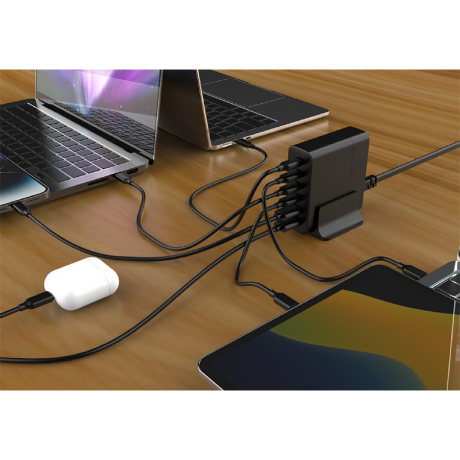 Power station USB brzi/quick punjač GEMBIRD, 6-port 75W GaN USB fast charger, black, Type-C, USB, TA-UC-2A4C-PD75-01-BK - Image 11