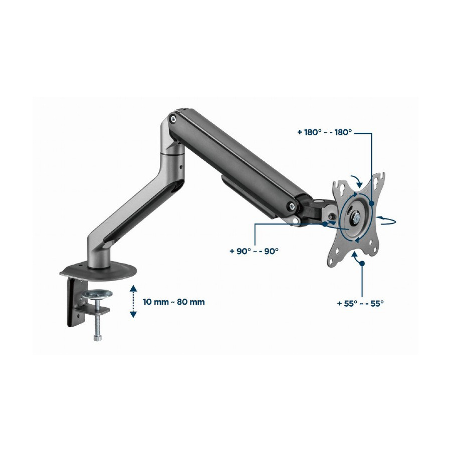 NOSAČ ZA MONITOR GEMBIRD MA-DA1-05, montaža na stol, (tilting, swivel), 17”-32”, up to 9 kg - Image 17