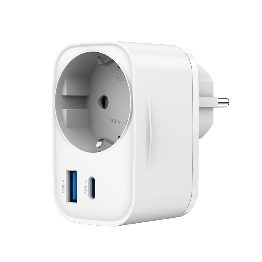 USB punjač Type-C + USB-A + shuko, 3A, white GEMBIRD, TA-ACPDQC20-01-W - Image 6