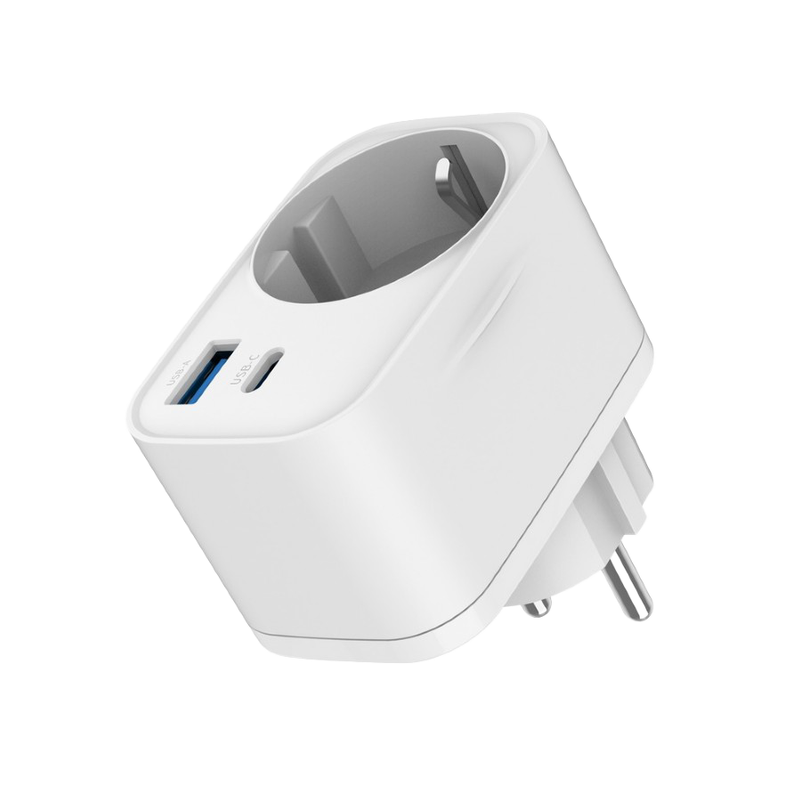 USB punjač Type-C + USB-A + shuko, 3A, white GEMBIRD, TA-ACPDQC20-01-W - Image 7