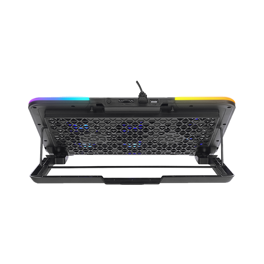 Postolje za notebook gaming Rampage SIXPOWER R9 6 Fan RGB Lighted Notebook Cooler with Phone Holder, 39394 - Image 4