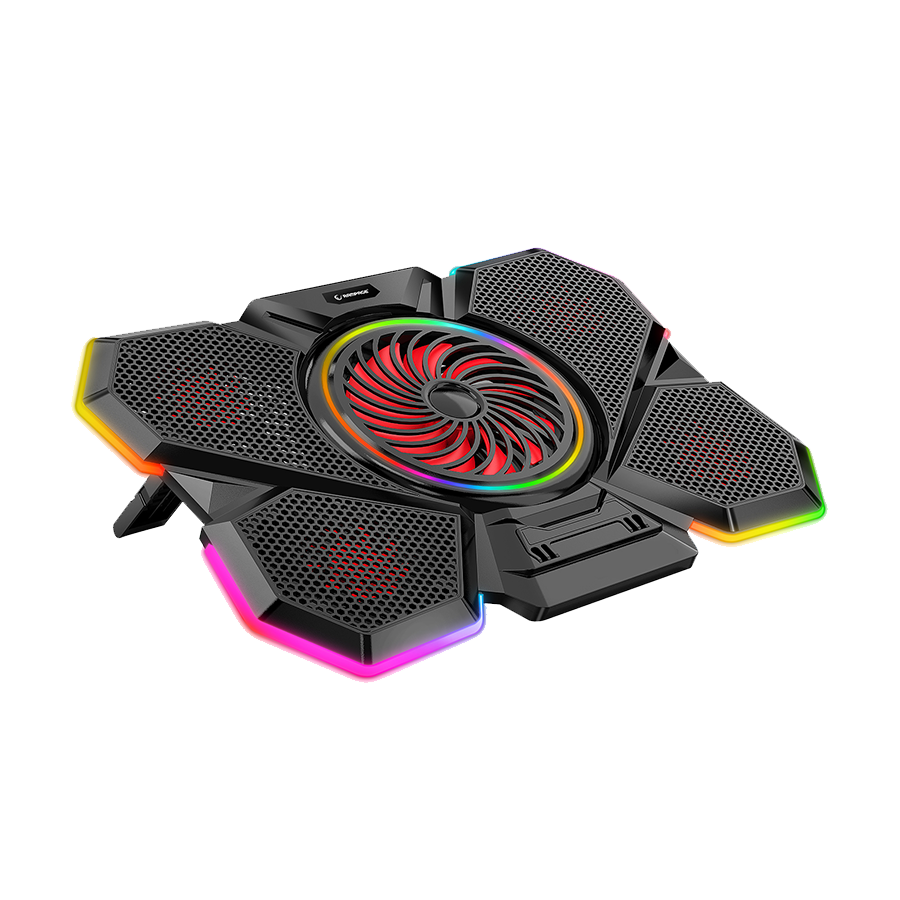 Postolje za notebook gaming Rampage S47 COOLFLOW 5 Pieces Red LED Fan, 10-17", 40526 - Image 3