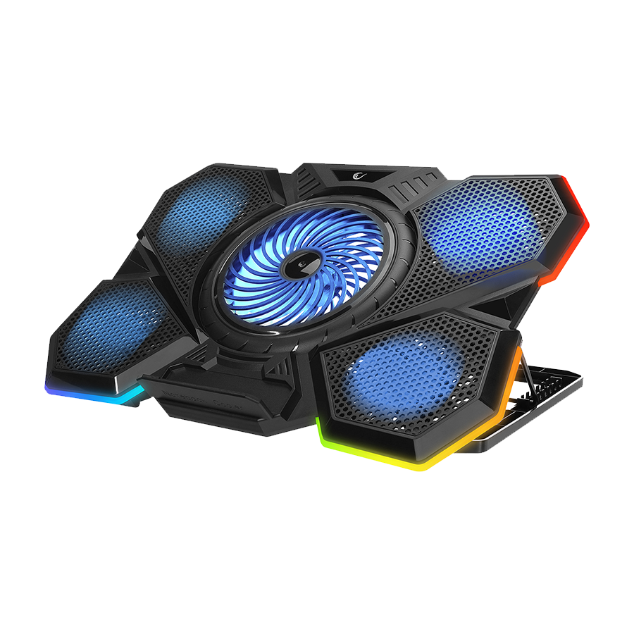Postolje za notebook gaming Addison RAMPAGE AD-RC13 BELLATRIX BLACK 5 FAN 2 USB RGB LIGHT 15 "-17" Notebook Cool Stand, 40487 - Image 4