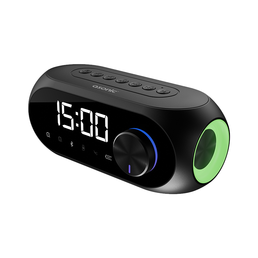 Digitalni sat sa zvučnikom i alarmom za mobitel bluetooth, Asonic AS-W6 1200MAH 5W Black, 40522 - Image 8